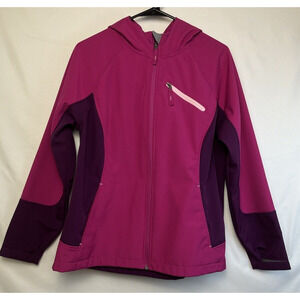 Free Tech Women's Size Pink/Purple Large Long Sleeve Hooded Zip Up Jacket